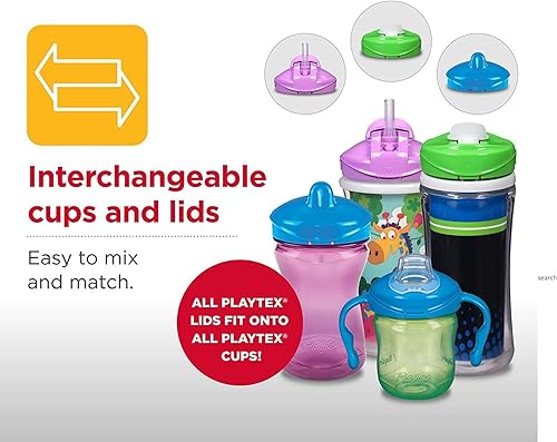 Miniatura 8 de Playtex Baby Sipsters Stage 3 - Vasos de pajita, a prueba de derrames, a prueba de fugas, aislados, criaturas marinas, monstruos y animales del