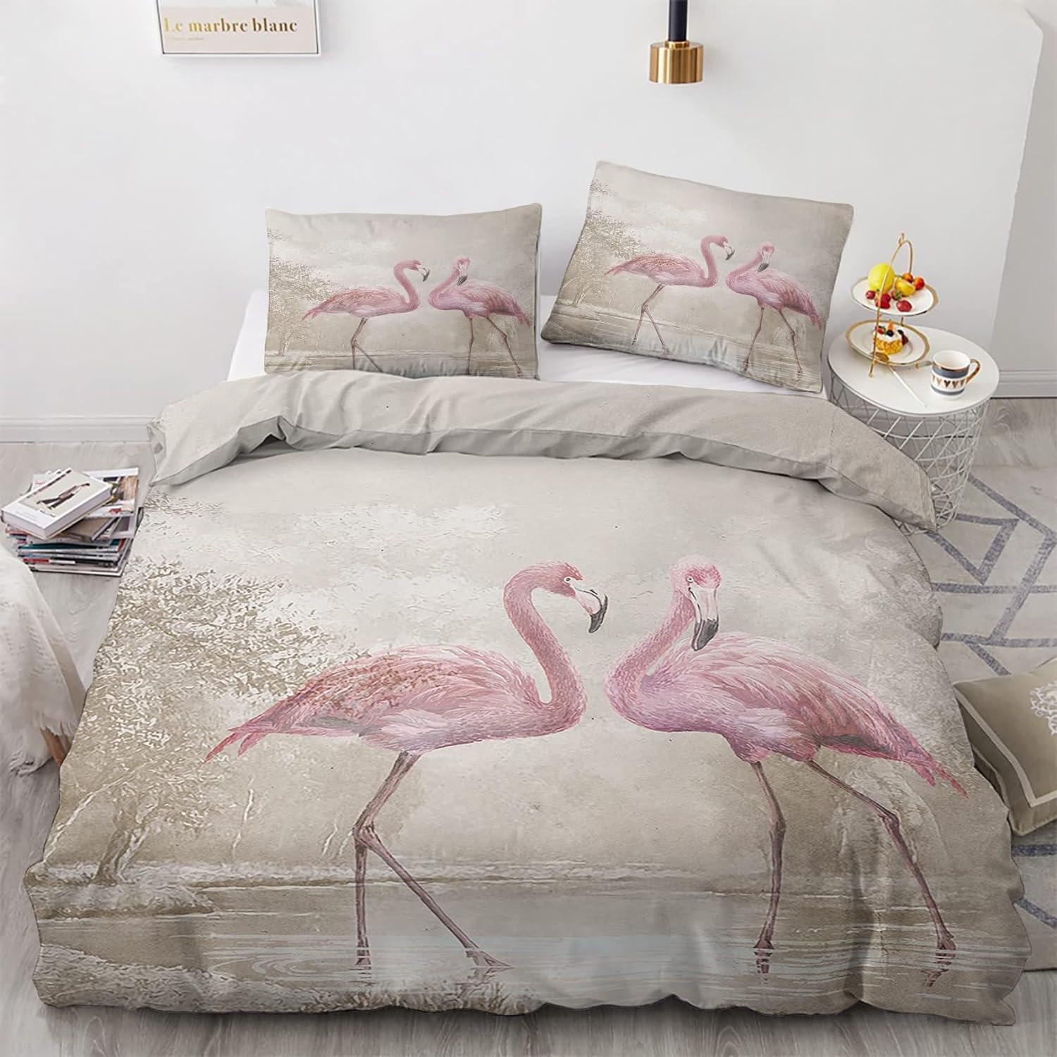 Parure de lit 200x200 feuilles simples pour une chambre parentale zen