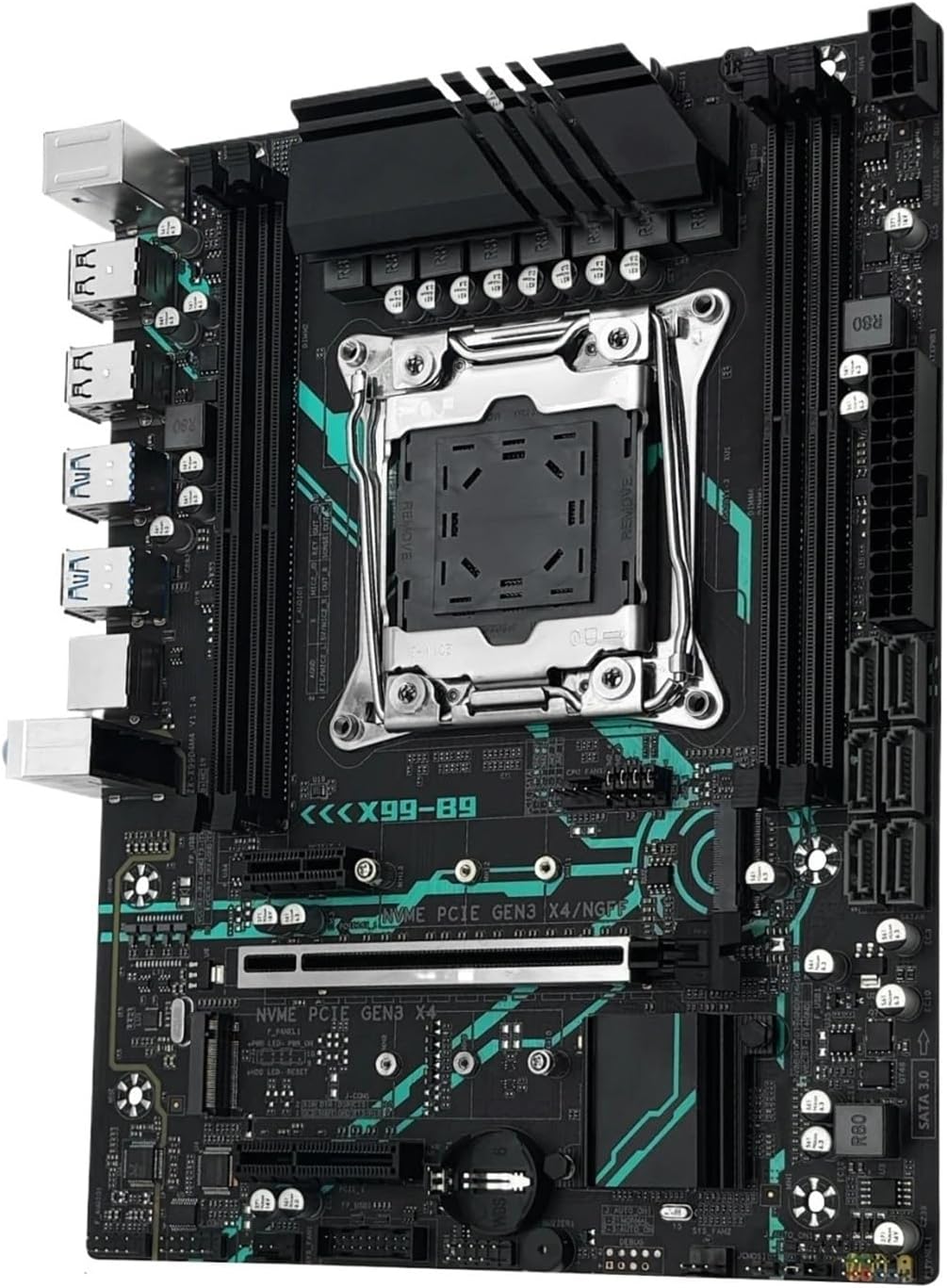 Close-up of the YYTDNGW X99 Motherboard CPU socket and M.2 slots