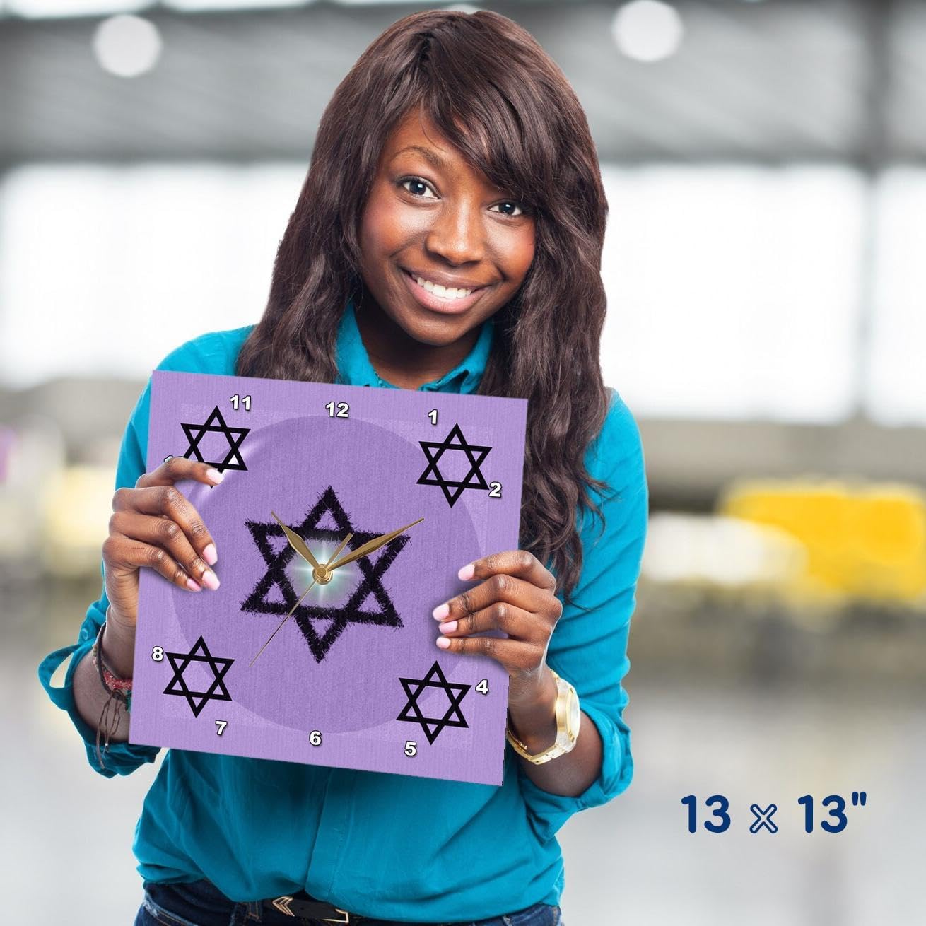 3dRose Star of David - Mauve - Wall Clock, 13 by 13-Inch (DPP_8347_2)