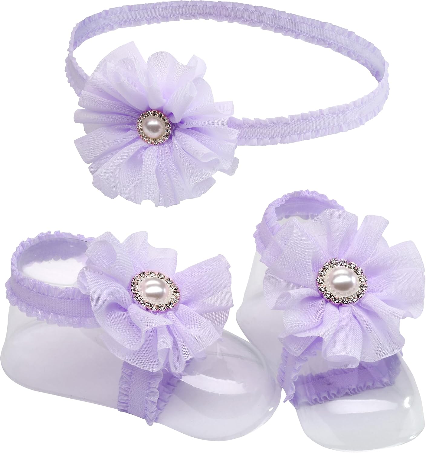 Cherished Moments Petals Baby Barefoot Sandal & Headband Set