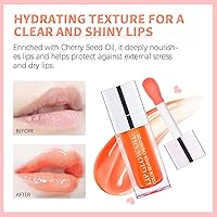 Vista 5 de Aceite hidratante para labios de 0.2 fl oz, brillo labial transparente y voluminoso, aceite hidratante para labios, brillo de labios, aceite labial