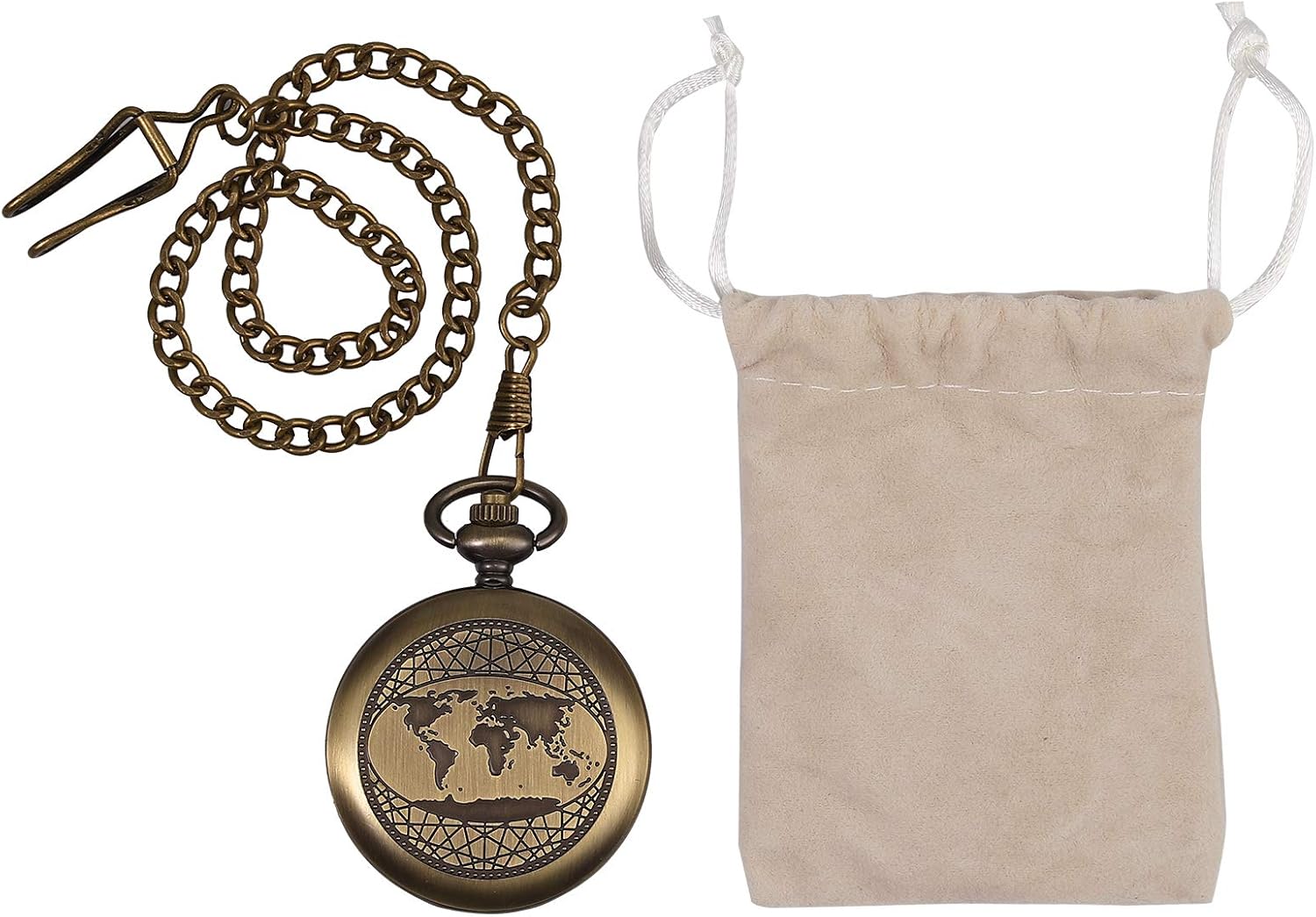 Proster Vintage Pocket Compass with its metal chain and a soft velvet pouch.