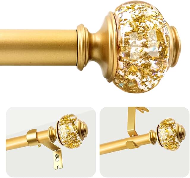 Curtain Rods for Windows,1 Inch Adjustable Window Curtain Rod, Curtain R...