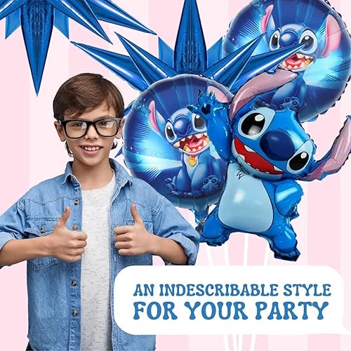 Vista 7 de 5 globos azules con temática de dibujos animados de 18 y 22 pulgadas, decoraciones de fiesta de cumpleaños para arco de globos de dibujos animados