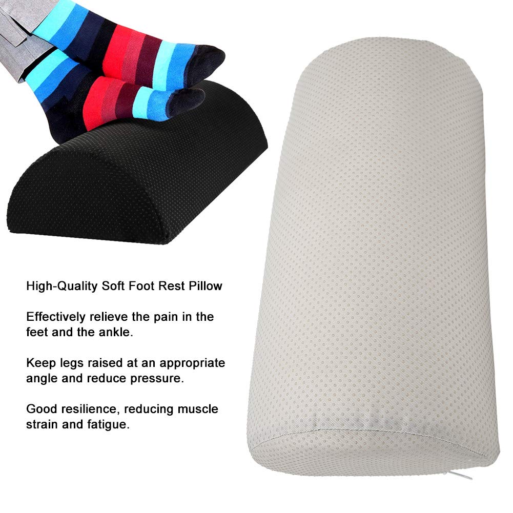 Poggiapiedi Ergo Comfort Per Sotto La Scrivania – Cuscino In Schiuma Memory Con Fondo Antiscivolo E Rivestimento Impermeabile, Grigio - 4