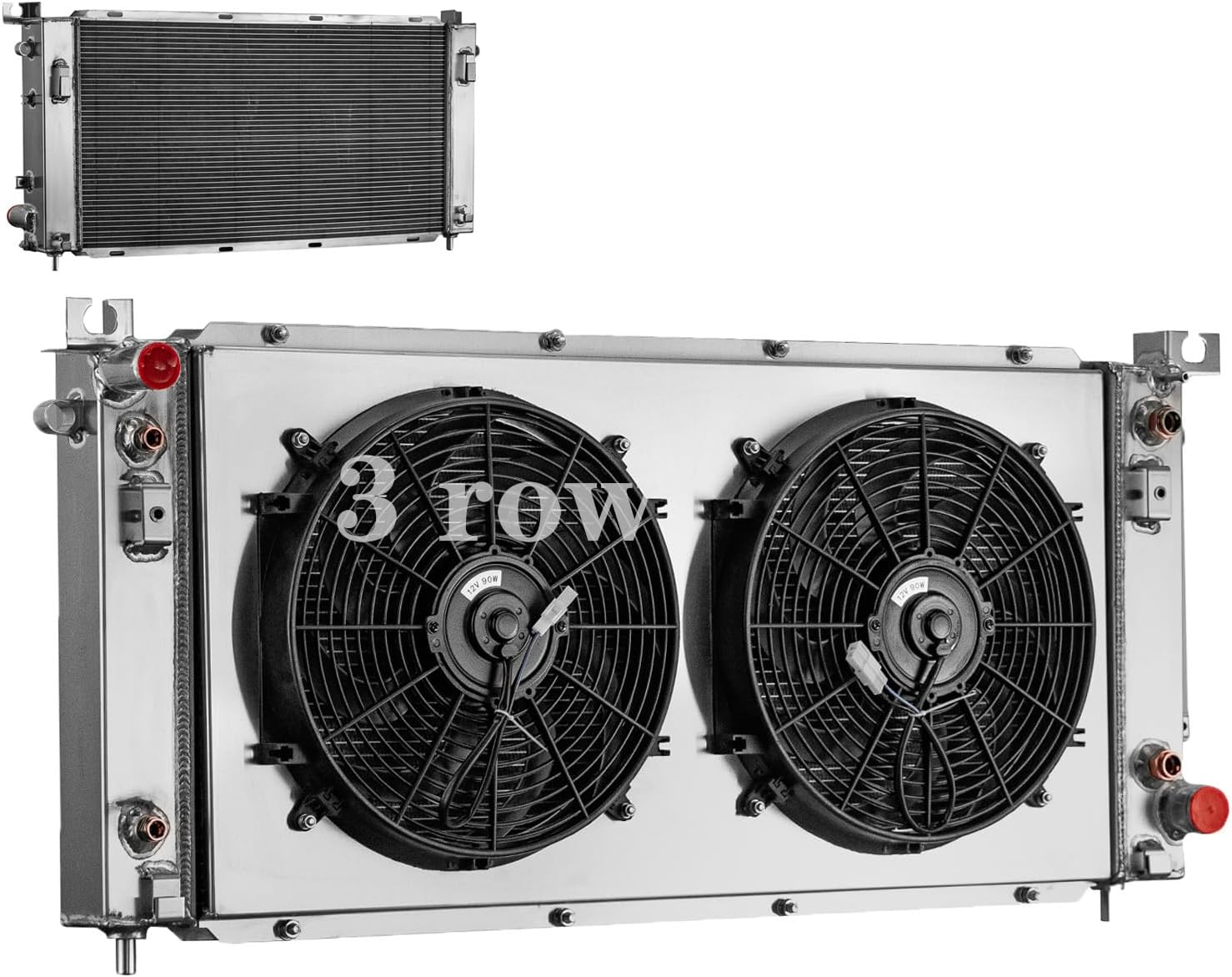 3Row Radiator for 2014-2020 Chevy Silverado 1500 Radiators Tahoe GMC Yukon 6.2L 2015 2016 2017 2018 2019 With Shroud fan
