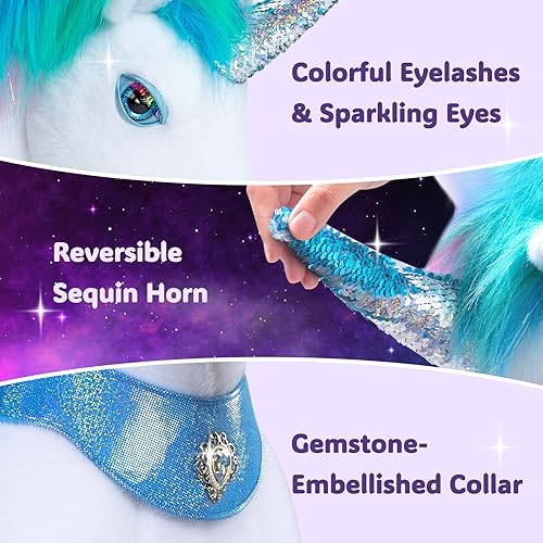 Miniatura 4 de PonyCycle Unicornio de caballo clásico U con freno, caballo blanco Giddy up Pony juguete de peluche para caminar tamaño 4 para edades de 4 a 8 años