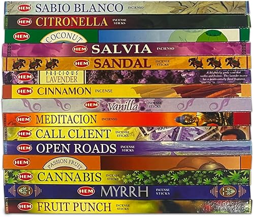 Miniatura 2 de Hem - Varitas de incienso variadas, paquete de 15 fragancias seleccionadas al azar, 8 varillas cada una, total de 120 varillas con soporte para