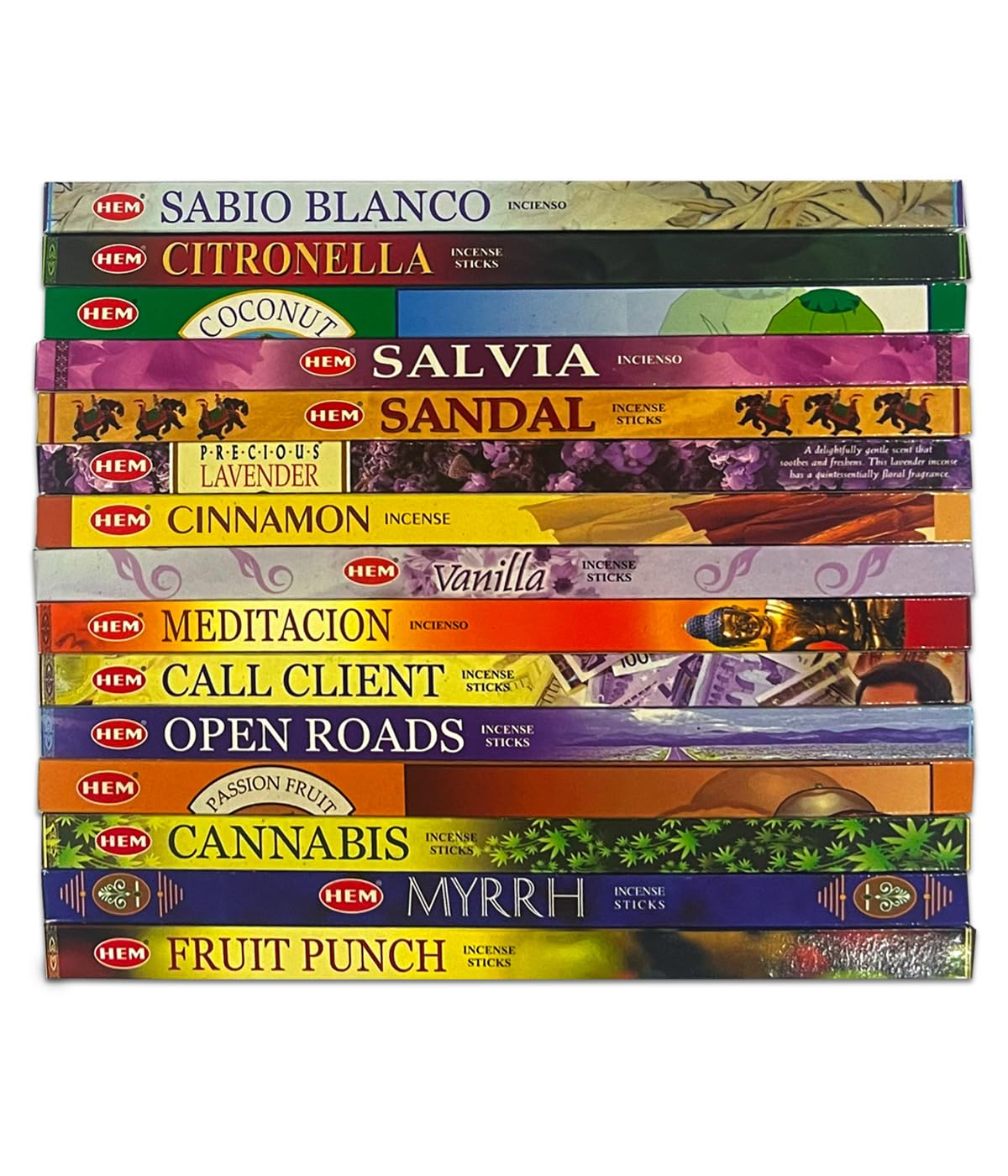 Hem Incense Sticks Variety Pack of 15 Randomly Selected fragrances,8 Sticks Each, Total 120 Sticks with Raajsee Incense Holder