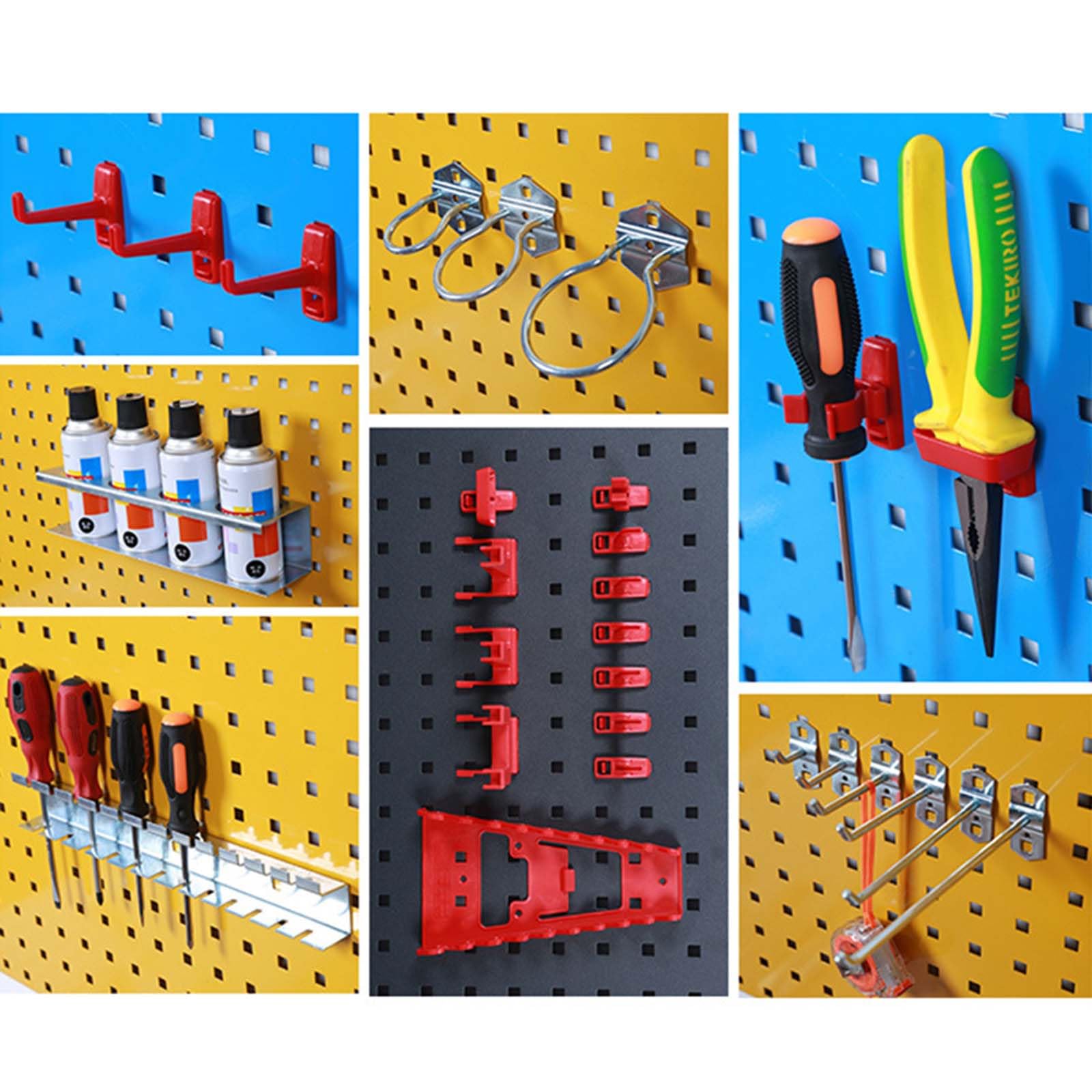 Organizador de herramientas de metal de 3 pies montado en la pared, solución de almacenamiento de garaje, tablero de clavijas gris duradero para organización de herramientas de taller y almacén