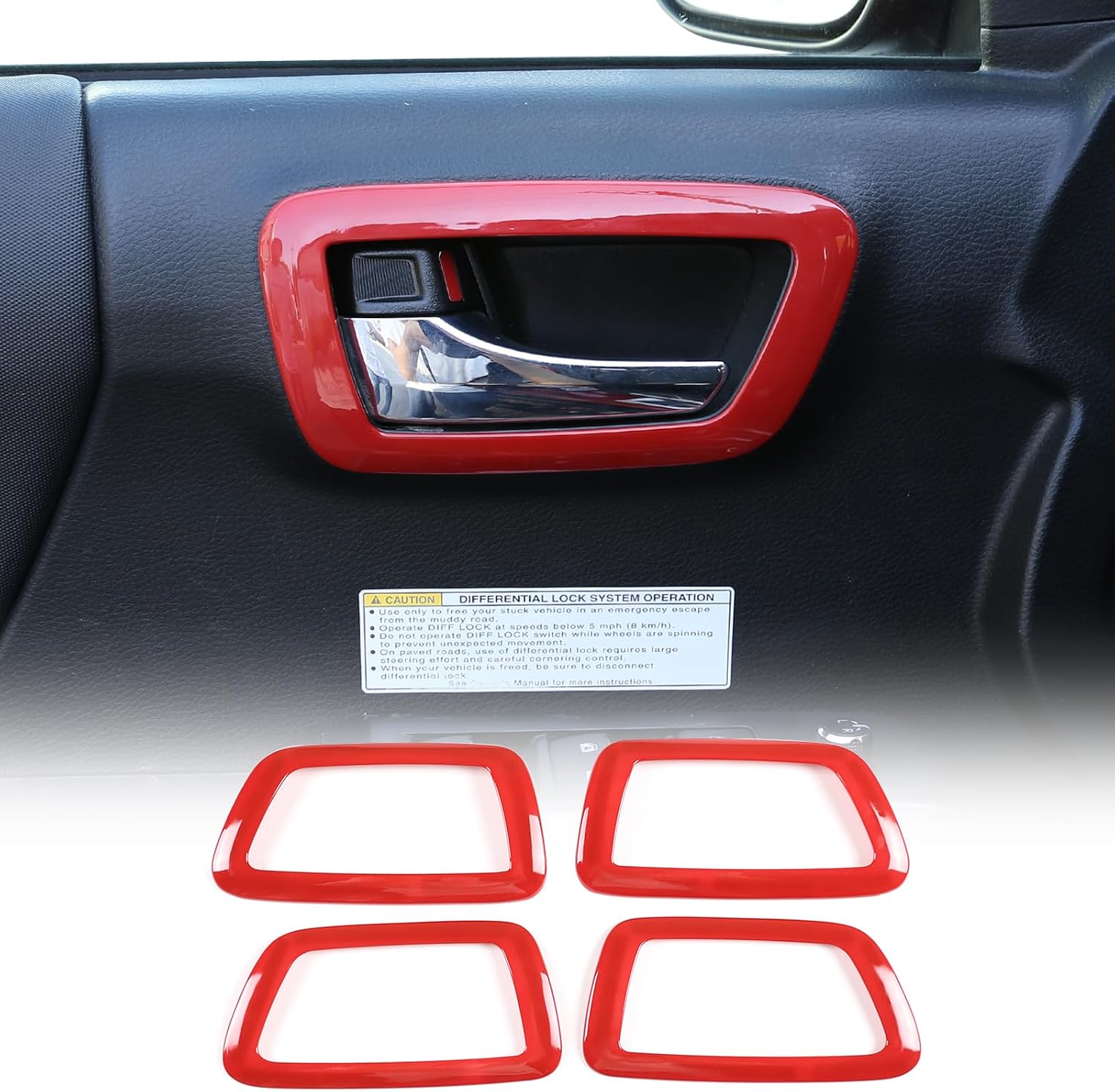 for Toyota Tacoma 2016-2020 Pickup SUV Car ABS Red Interior Central Control Decoration/Protection Panel Trim,Interior Modified Accessories (Handle Frame)