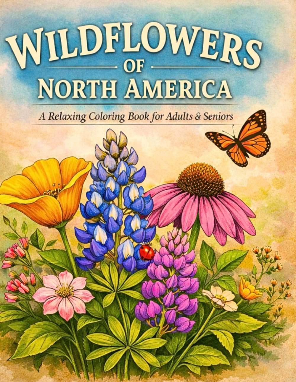 Wildflowers of North America Coloring Book: A Relaxing Collection of Easy-to-Color Botanical Floral Designs for Adults, Seniors, and Beginners for Stress Relief and Mindfulness