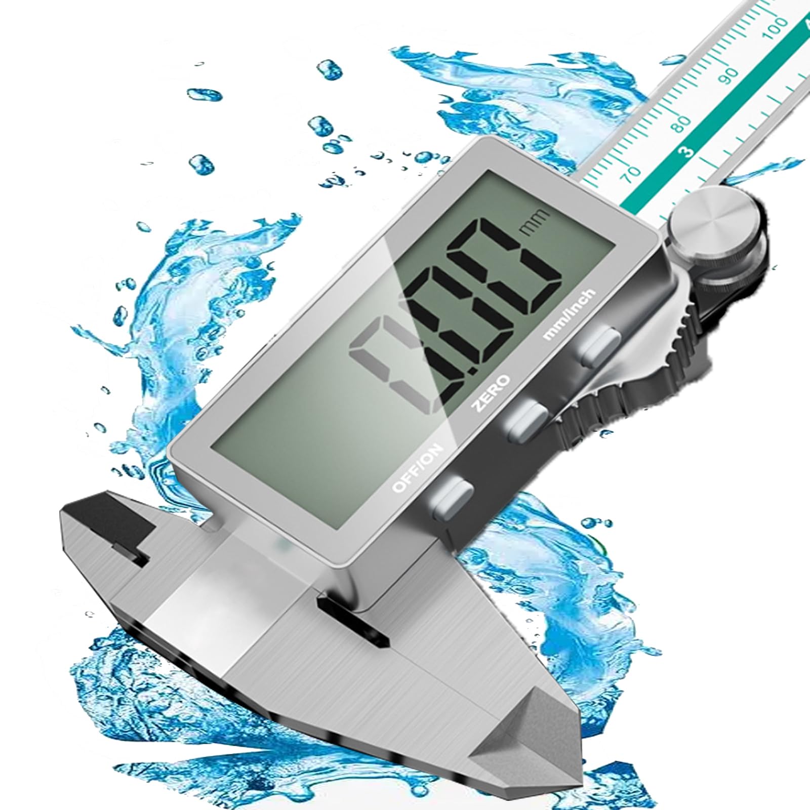 Calibre Digital, Pie De Rey Profesional Acero Inoxidable Con Pantalla LCD Grande,Conversión De Pulgadas/Milímetro Y Interruptor De Alimentación Automático,150mm