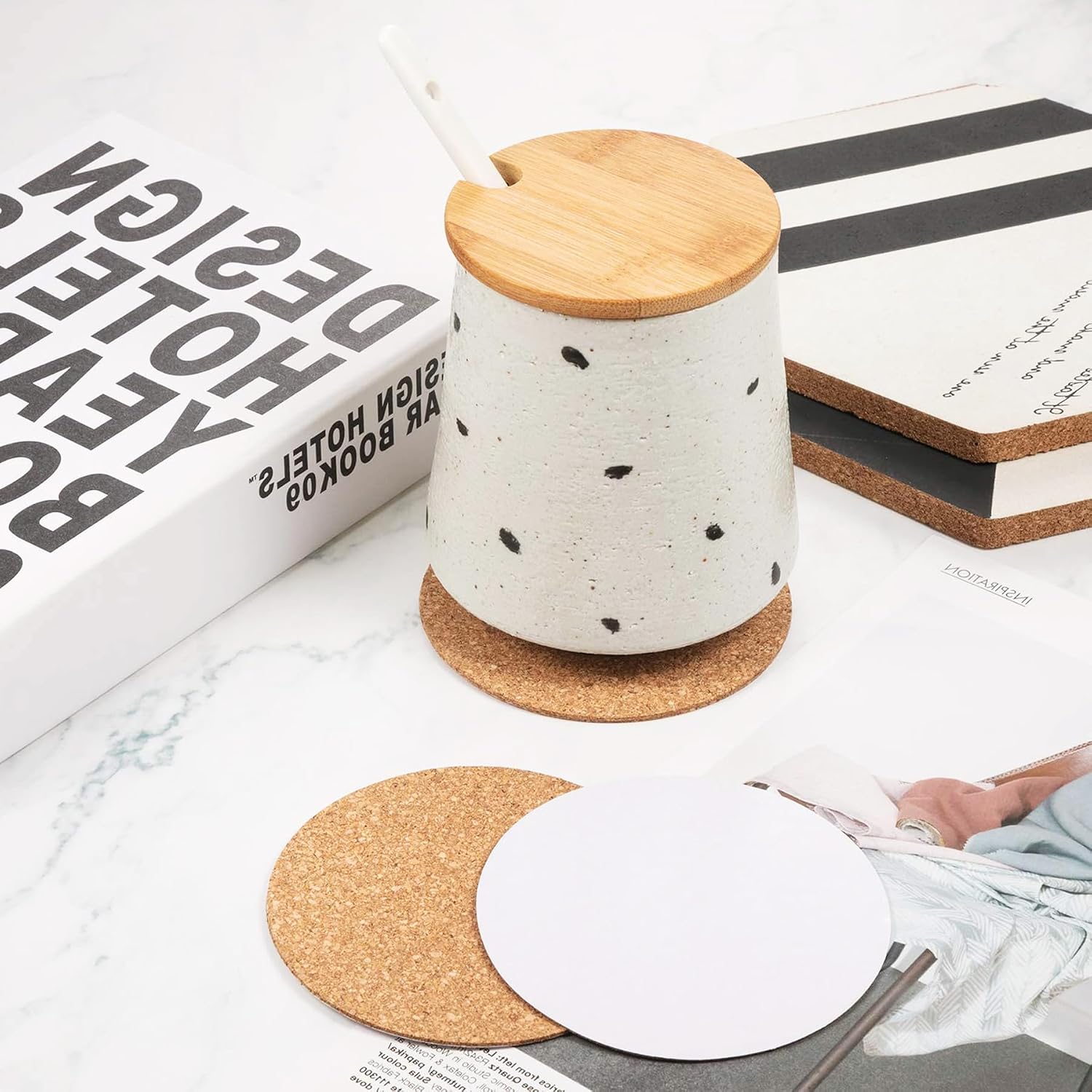 Self-Adhesive Cork Round, Allazone 120 Pack 9 x 9CM Cork Backing Sheets for Wall Decoration, Party Supplies Coasters and DIY Crafts