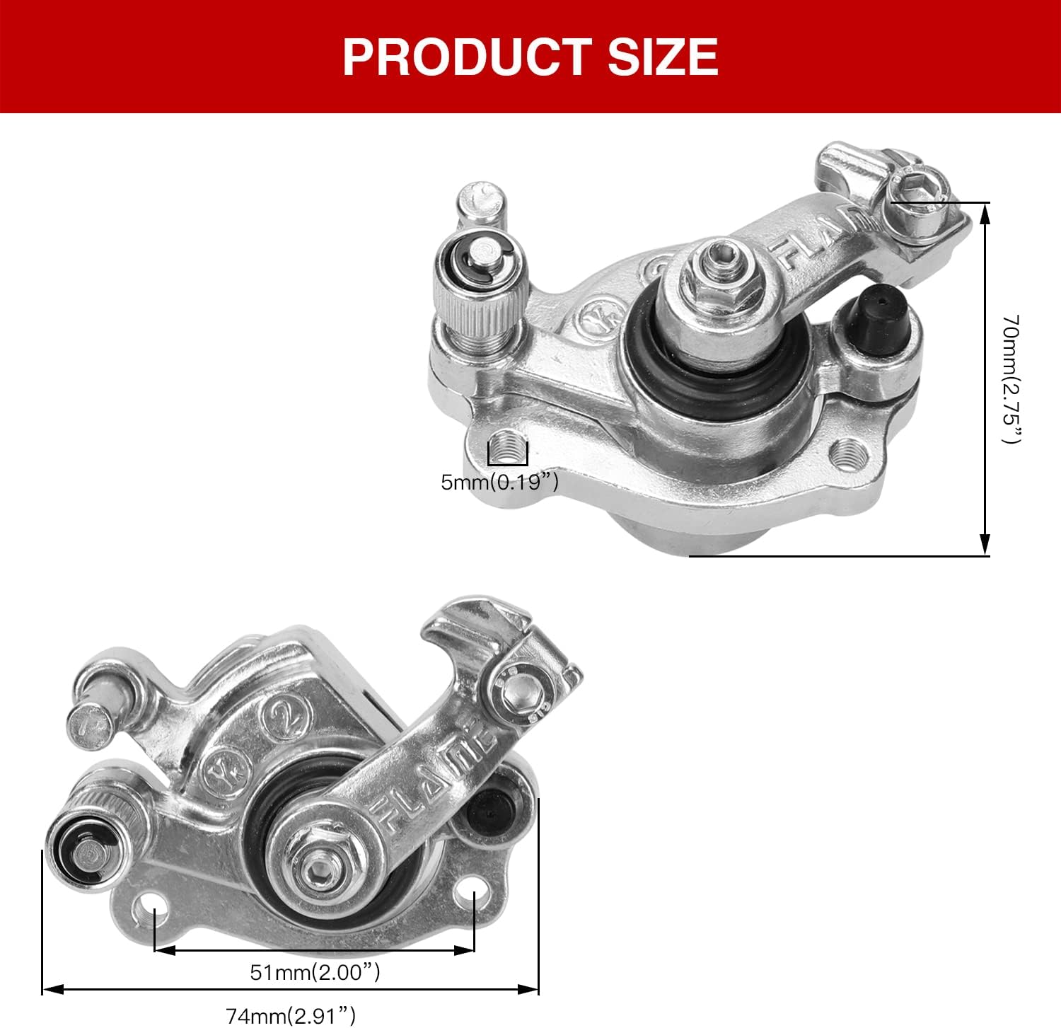 GREHUA Front Rear Disc Brake Caliper Rounded Brake Pads for Razor MX500 MX650 SX500 McGrath RSF650 Motovox Dirt Rocket Quad Electric Motocross Bike E500S Electric Scooter ATV Part Heavy Duty