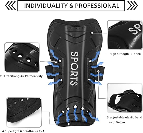 Miniatura 2 de Espinilleras de fútbol para niños y jóvenes, espinilleras y calcetines largos de fútbol para niños de 3 a 15 años de edad, niñas, niños pequeños,