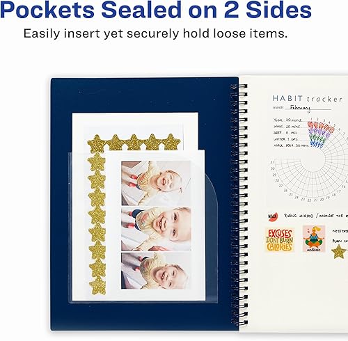 Miniatura 5 de Avery Bolsillos esquineros, 6 x 6 pulgadas, bolsillos translúcidos para planificadores y cuadernos, 2 bolsillos adhesivos en total (73715)