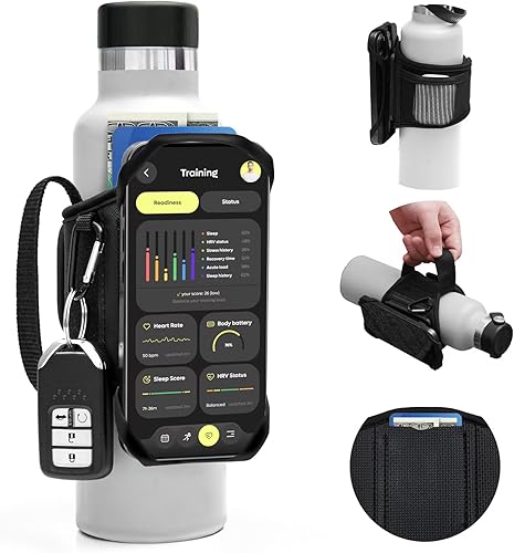 Cikyner Correa para botella de agua, soporte para botella de agua para teléfono celular, giratorio de 360, bolsa para botella de agua extraíble,
