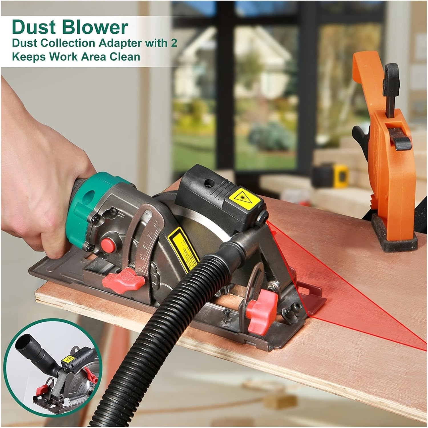 Mini Circular Saw 750W Laser Guide Electric Circular Saw 3500RPM Saw Power Tool with 6 Blades