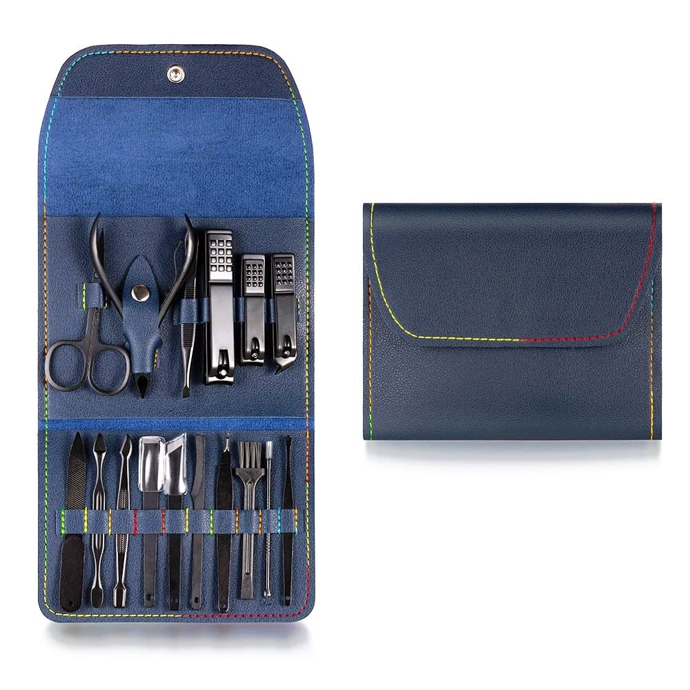 Ensemble de manucure en acier inoxydable avec coupe-ongles jaune et ciseaux