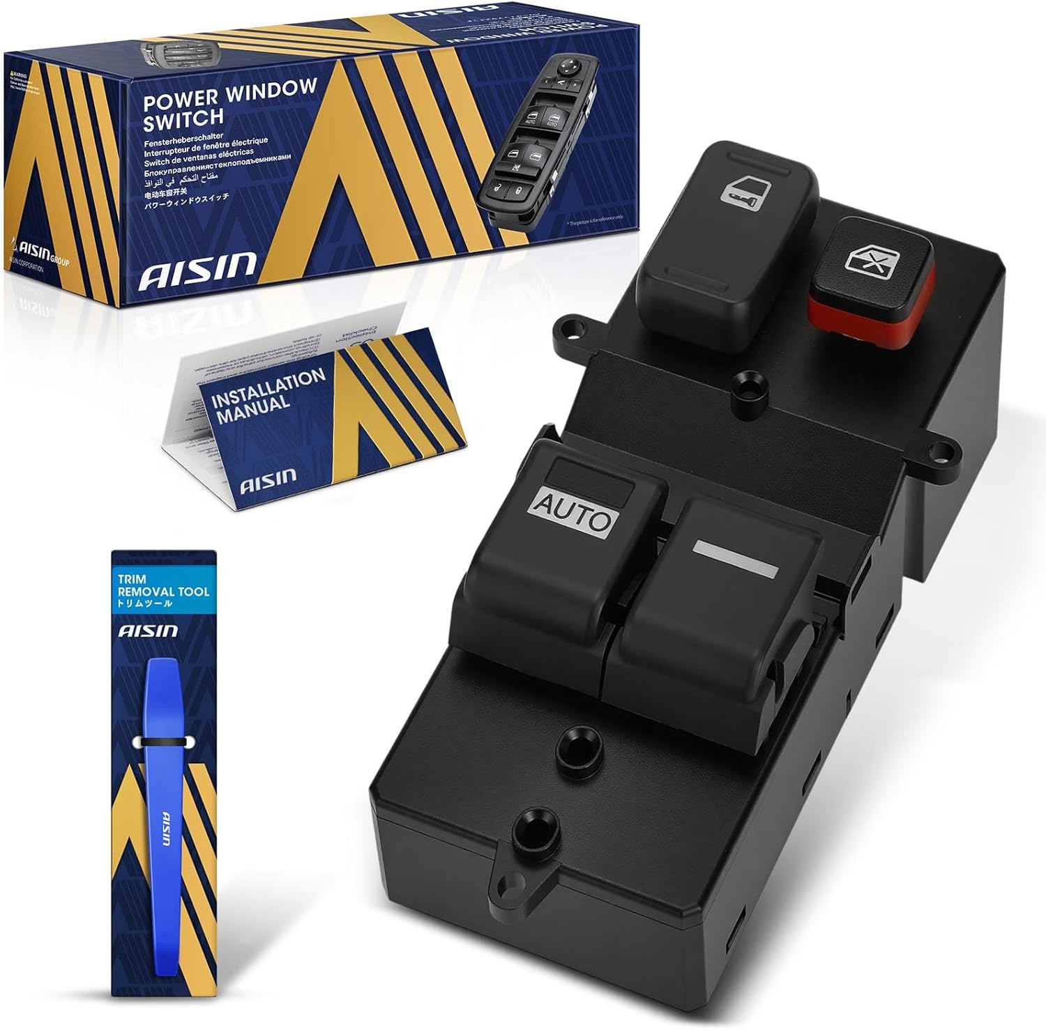 AISIN AFTERMARKET PWSH-00233 Front Driver Power Window Switch - Compatible with Honda Accord 2003-2007