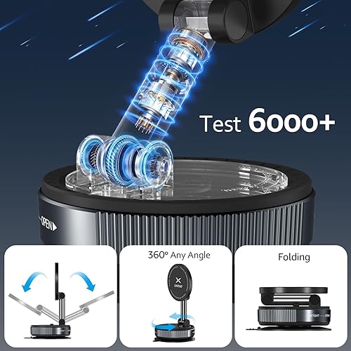 Miniatura 5 de Soporte magnético de teléfono al vacío para tu auto ajustable de 360 de 96 libras con ventosa ultra soporte para teléfono celular MagSafe para