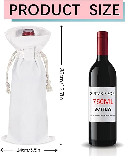 Miniatura 2 de 10 bolsas de regalo de vino de sublimación en blanco, bolsa de lona para botella de vino con cordón, adecuada para sublimación, serigrafía, graffiti