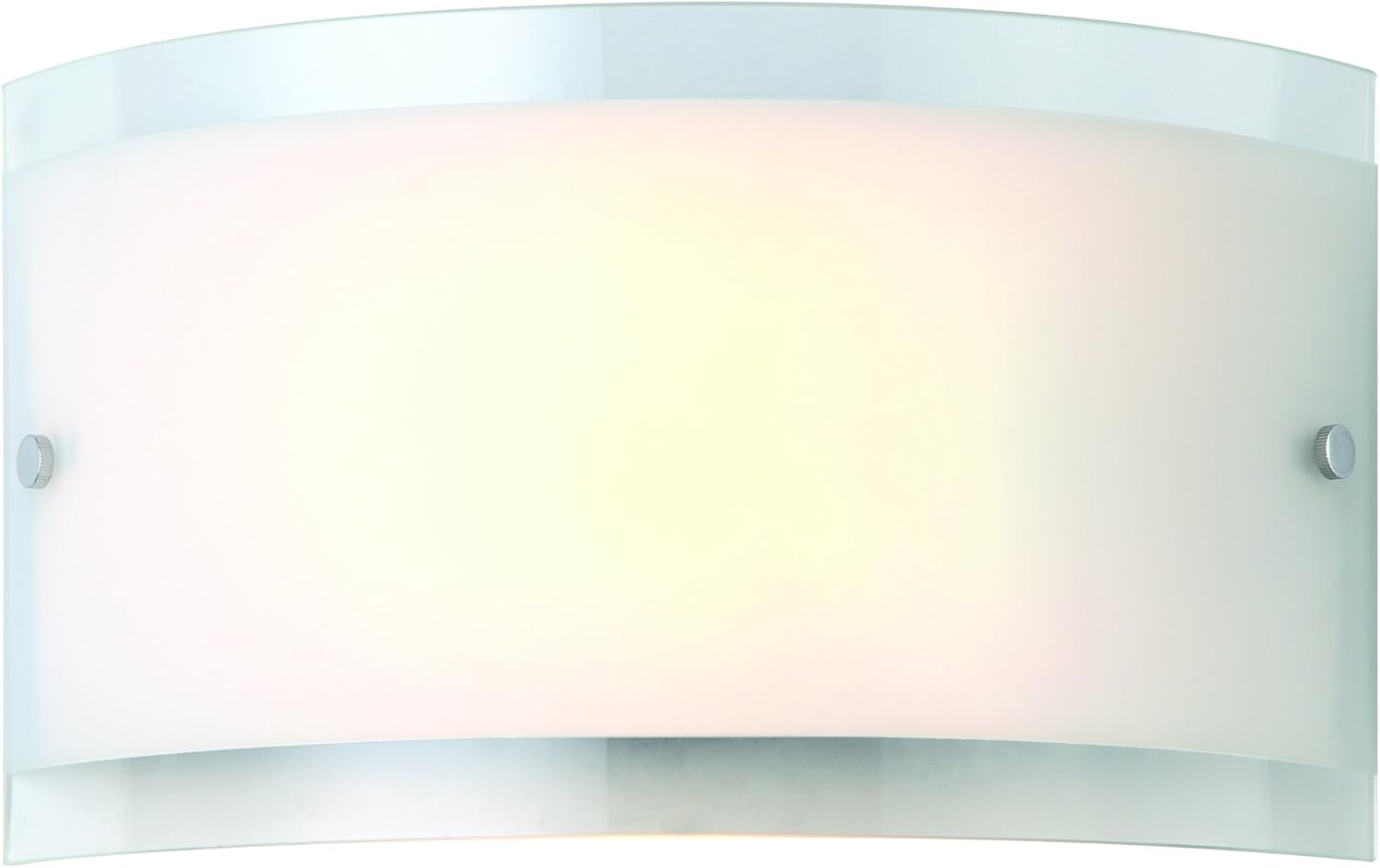 Передний view of the illuminated Canarm Logan wall sconce with its opal glass shade.