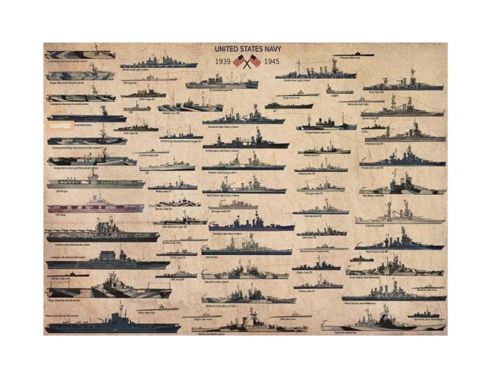 BIRXPMOS WWII Naval Battles, Navy Battleship and Warship Collection, Historical Military Wall-Art for Home Office and Veterans​(Unframed,12x18inch(30x45cm))