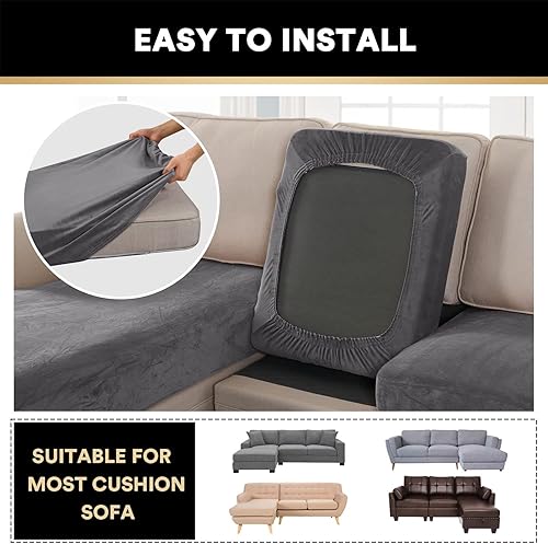 Vista 338 de PrinceDeco Fundas para sofá modular, 4 piezas, fundas de sofá para sofá seccional, fundas de terciopelo separadas para sofá seccional, en forma de L