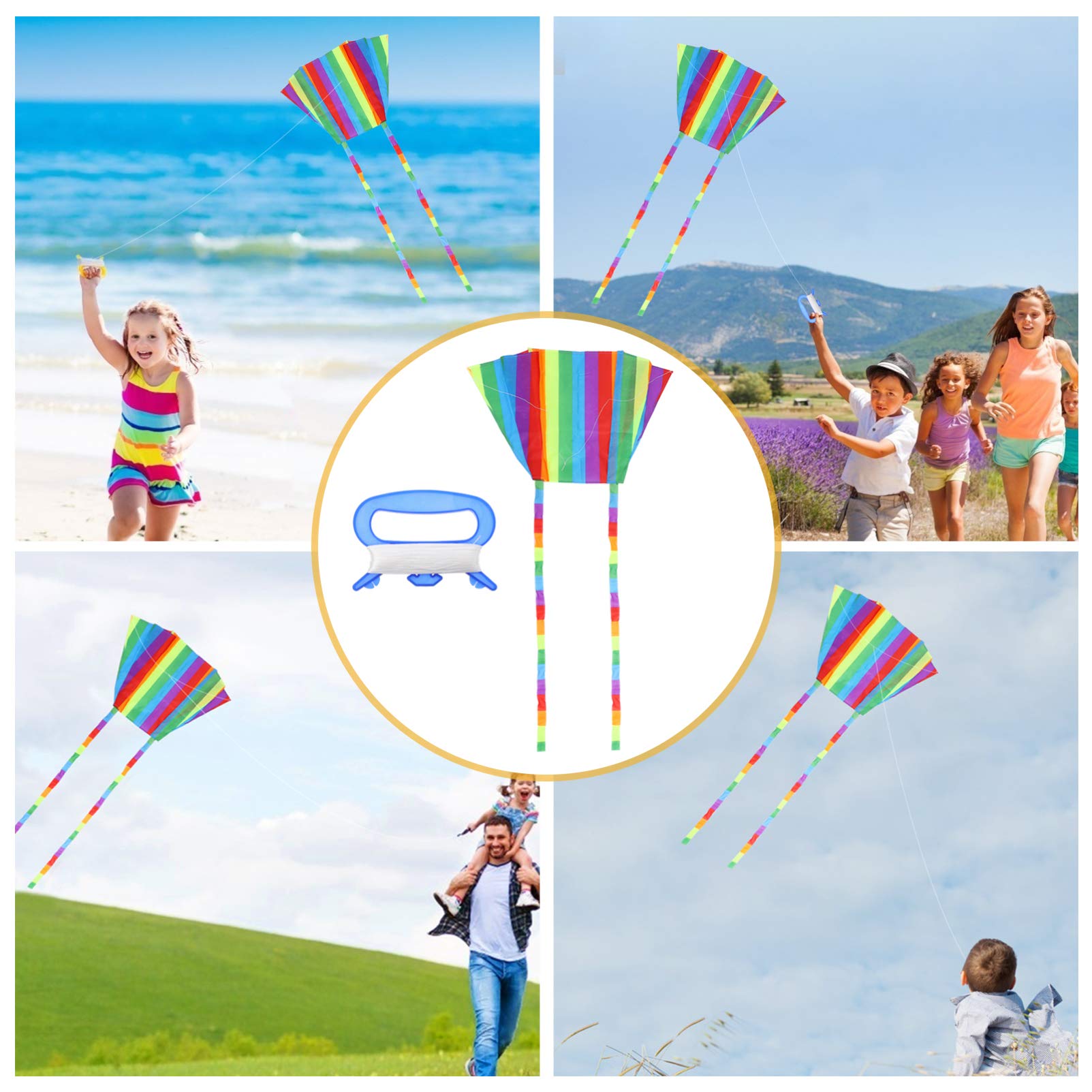 Toddmomy 1Set Outdoor Kite Cartoon Long Tail Kites Easy to Fly for Adults Fun Outdoor Activity Rainbow Kites