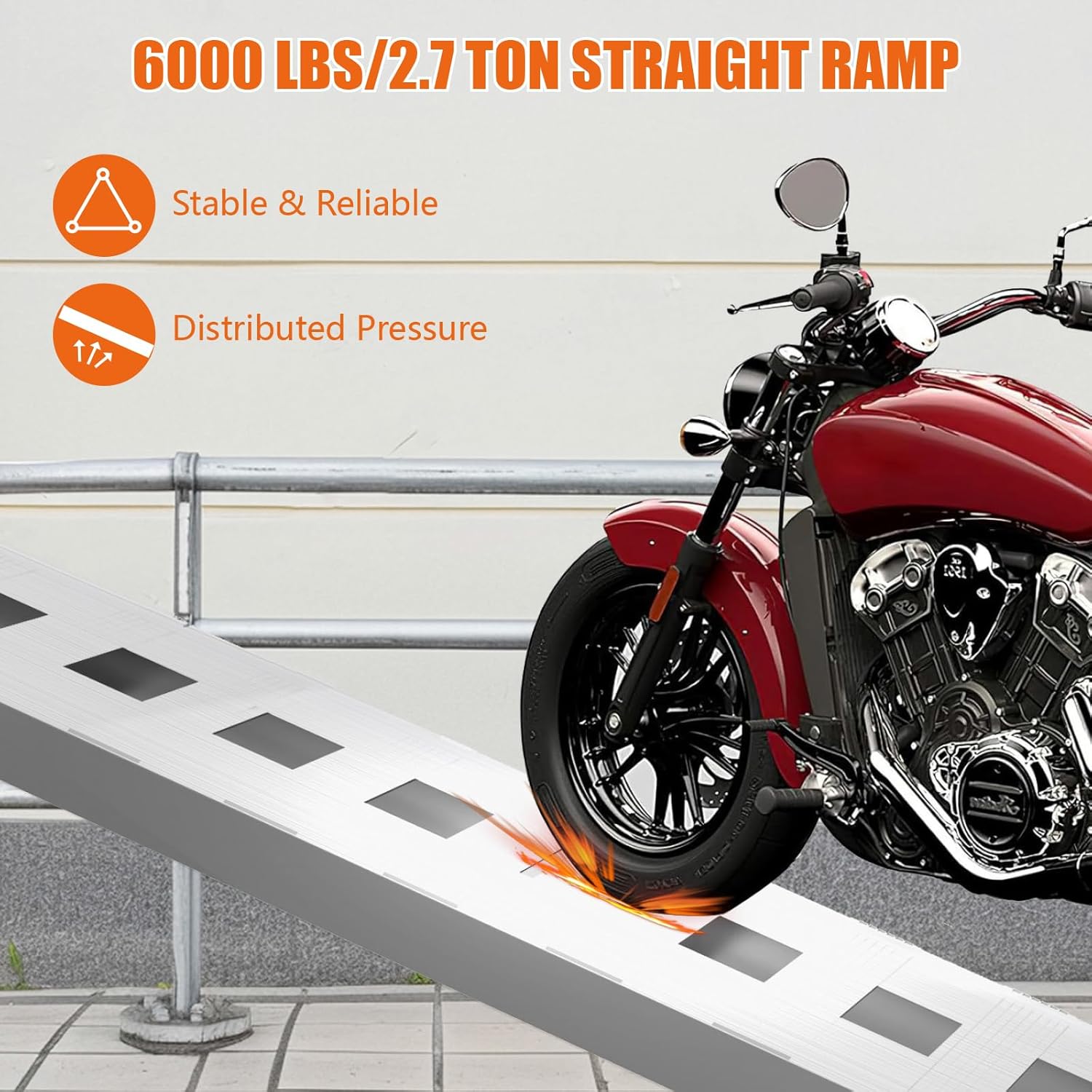 72x15 Aluminum Trailer Ramps, 6000LBS Capacity Heavy-Duty Loading Ramps for Bike, Motorcycle, Tractor, ATV/UTV, Trucks, Auto Hauler with Knife & Hook Ends, 2pcs
