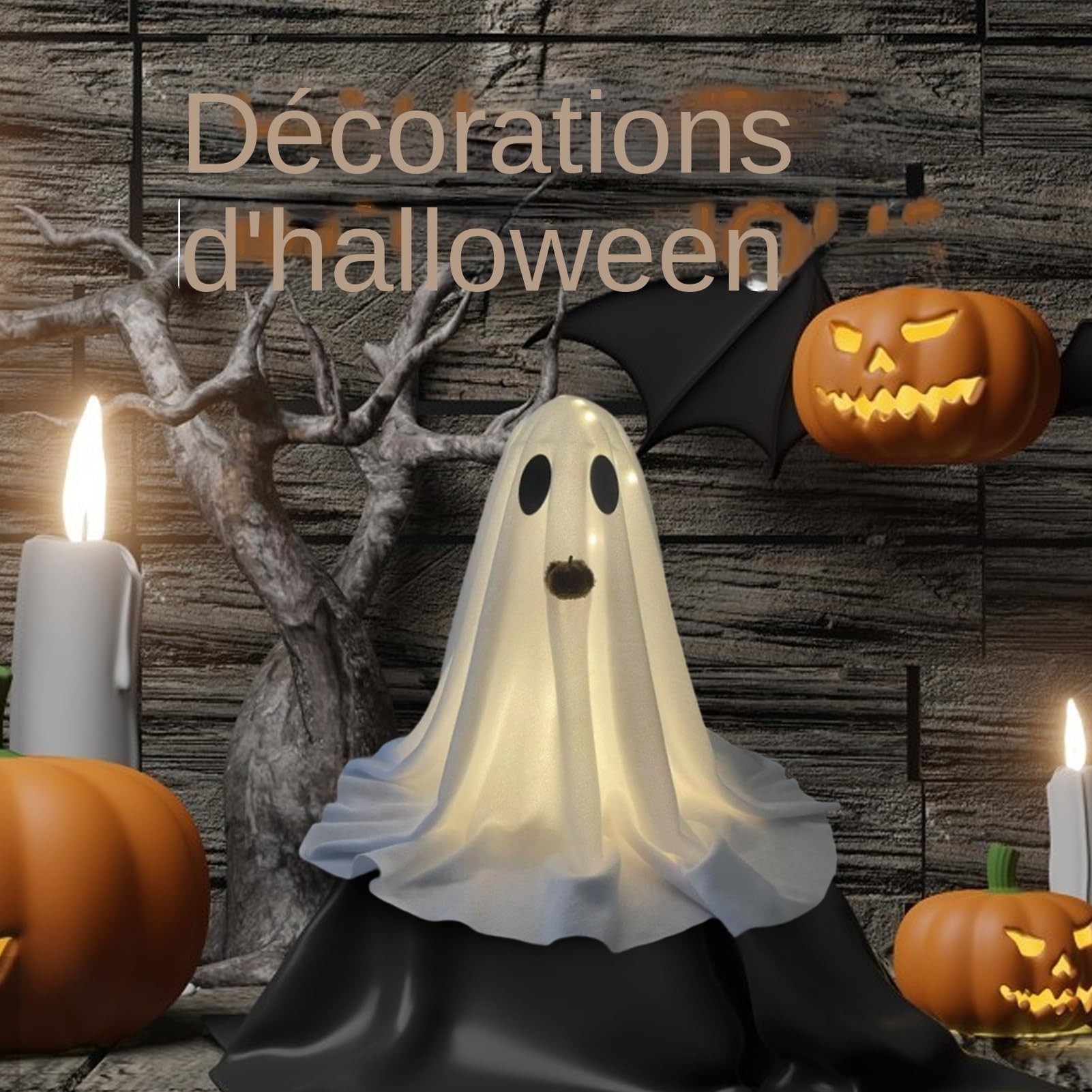 Dekoracja na Temat Duchów Urocze Dekoracje Halloween Z Wbudowanym | 2 Szt. Ozdoba Do Wnętrz I Na Zewnątrz Do Kominka Lub Pokoju Dziecięcego