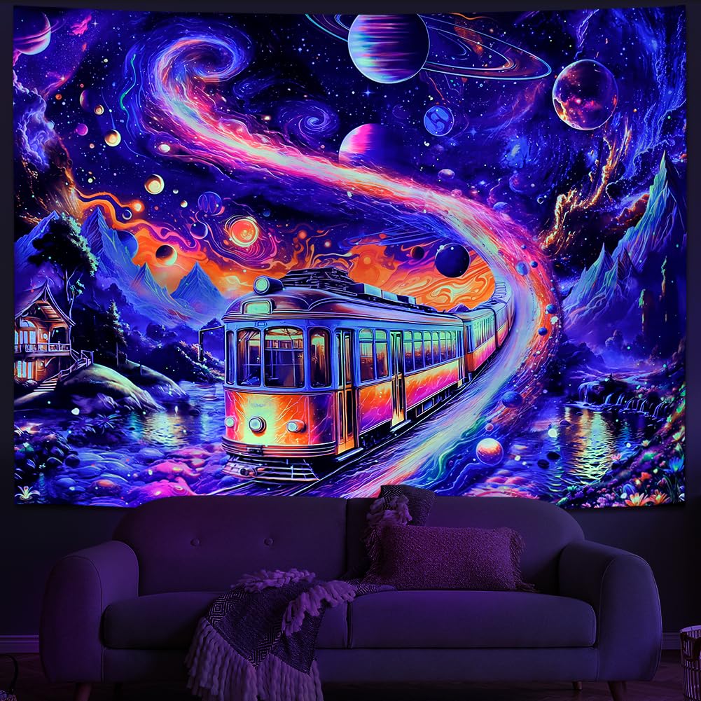アイカツスターズ クロスプラネタリウム Amazon.com: Tushelia Blacklight Galaxy Space Tapestry UV Reactive