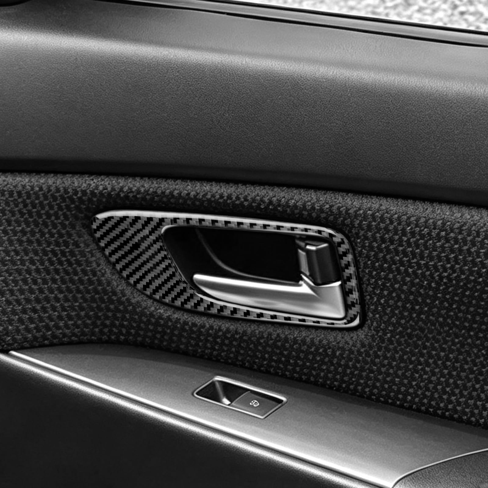 KUNGKIC Rivestimento interno per maniglia della portiera in fibra di | Maniglia interna per portiera, accessori interni auto, 4 pezzi