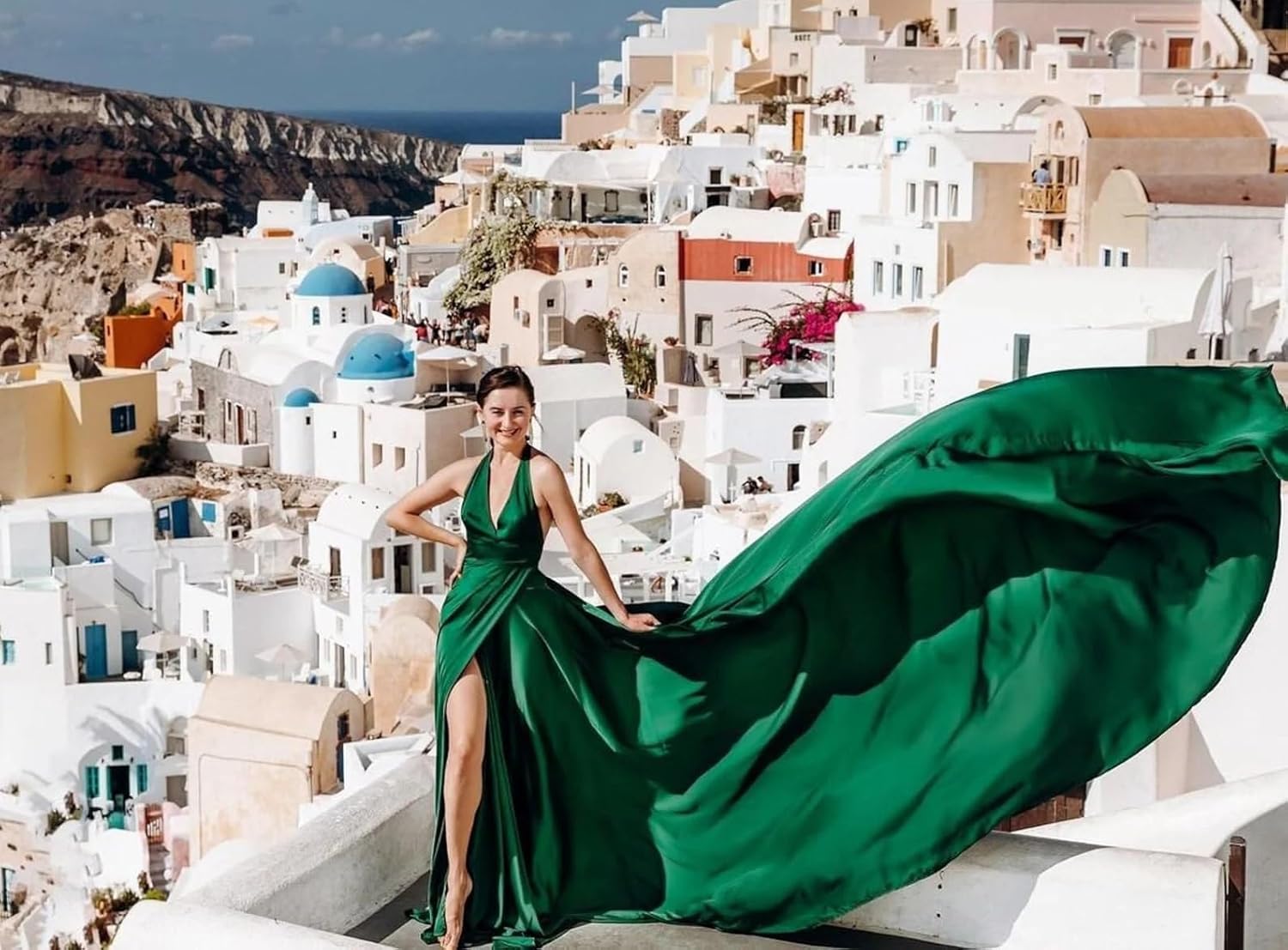 Long Tail Flying Dress for Women's Wedding, Maternity Photoshoot Santorini Flying Dress for Photoshoot | Long Tail Satin Maxi Purple