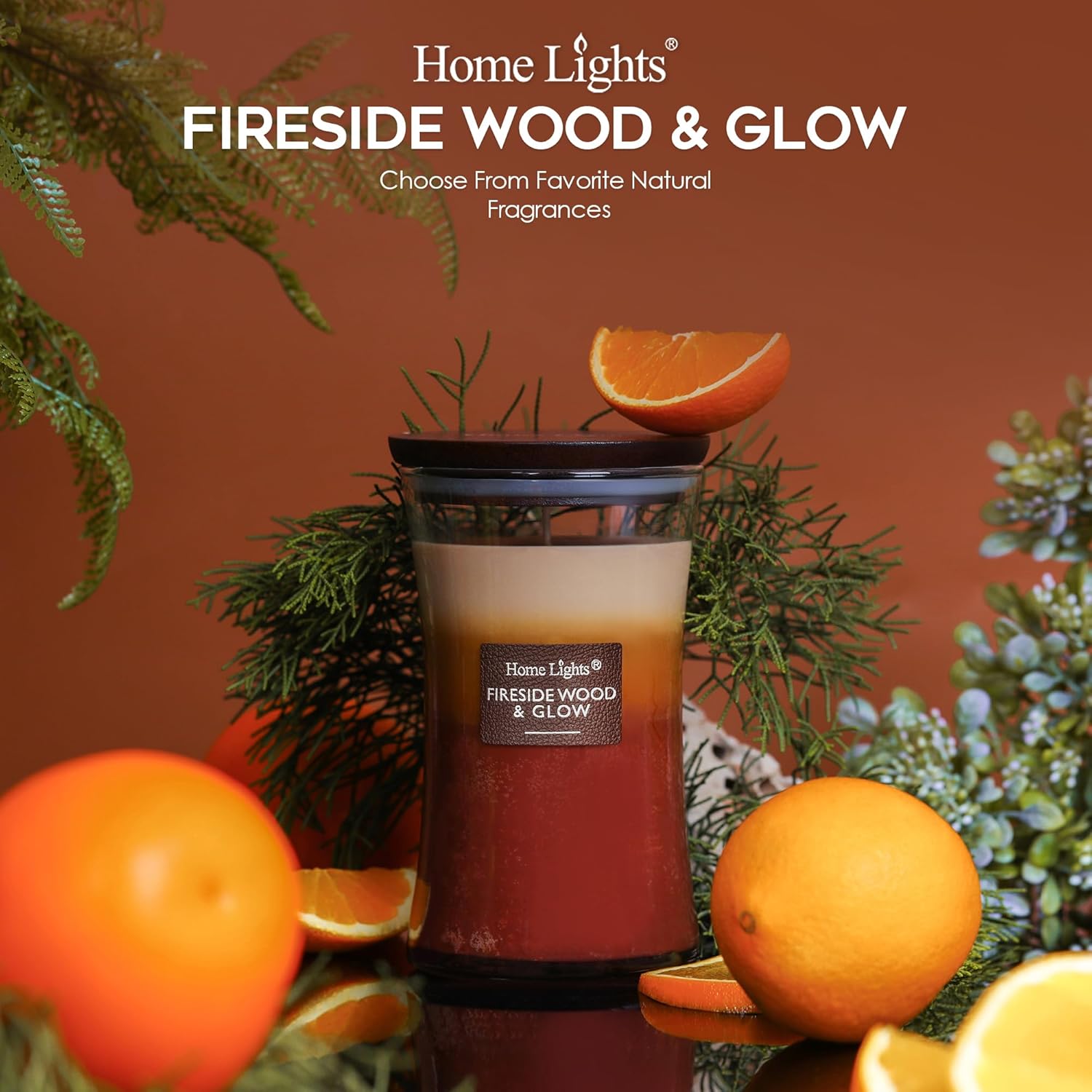HomeLights 3-Layer Candles for Home Scented, 21.52 OZ Natural Soy Wax Scented Candles Burns Up to 100 Hours, Large Jar, Fireside Wood & Glow - Image 2