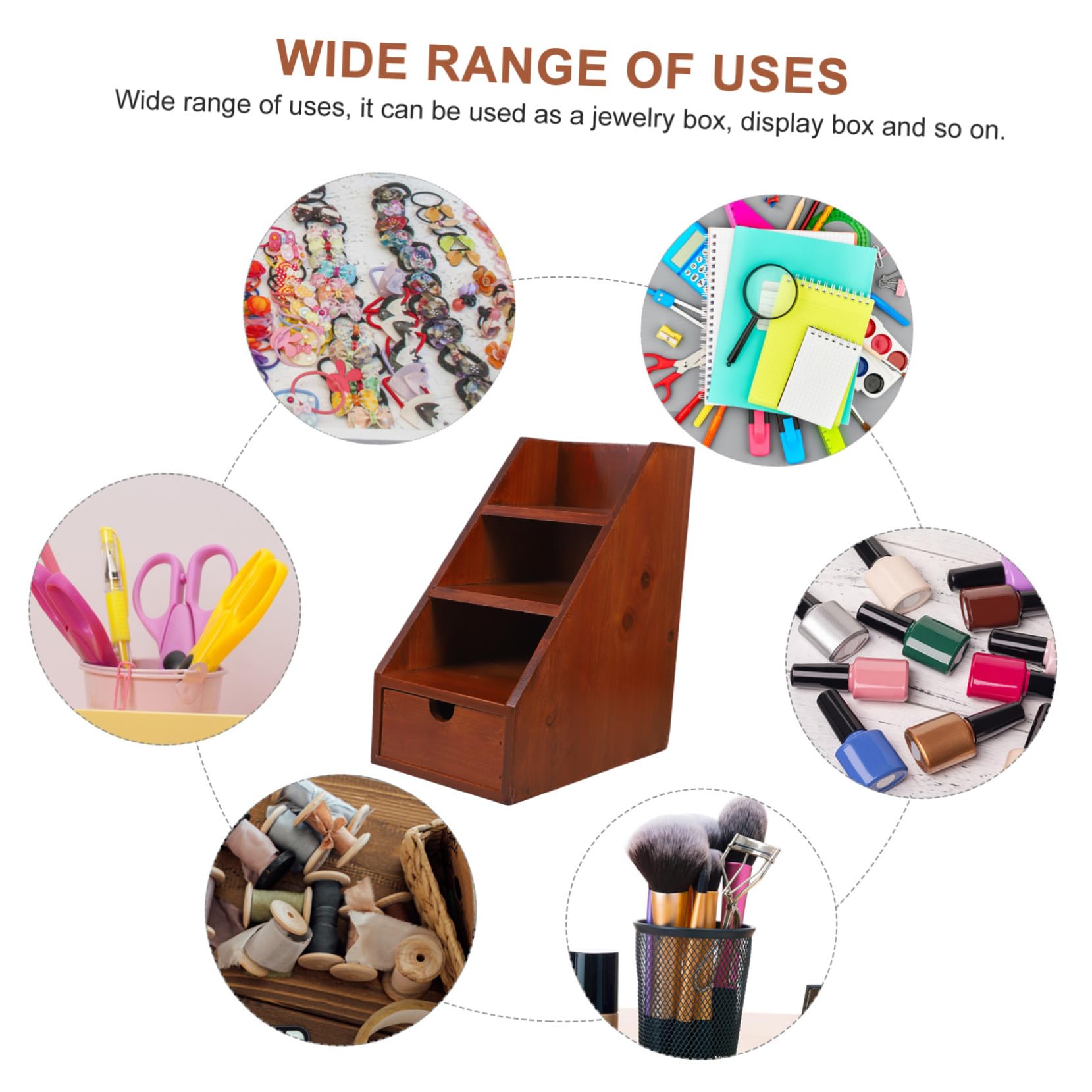 Organizer da Scrivania Multilivello in Legno Cassetto Coffee | Scomparti Separati e Capienza Ampia, per Workplace e Nightstand, Finitura Elegante e Pratica