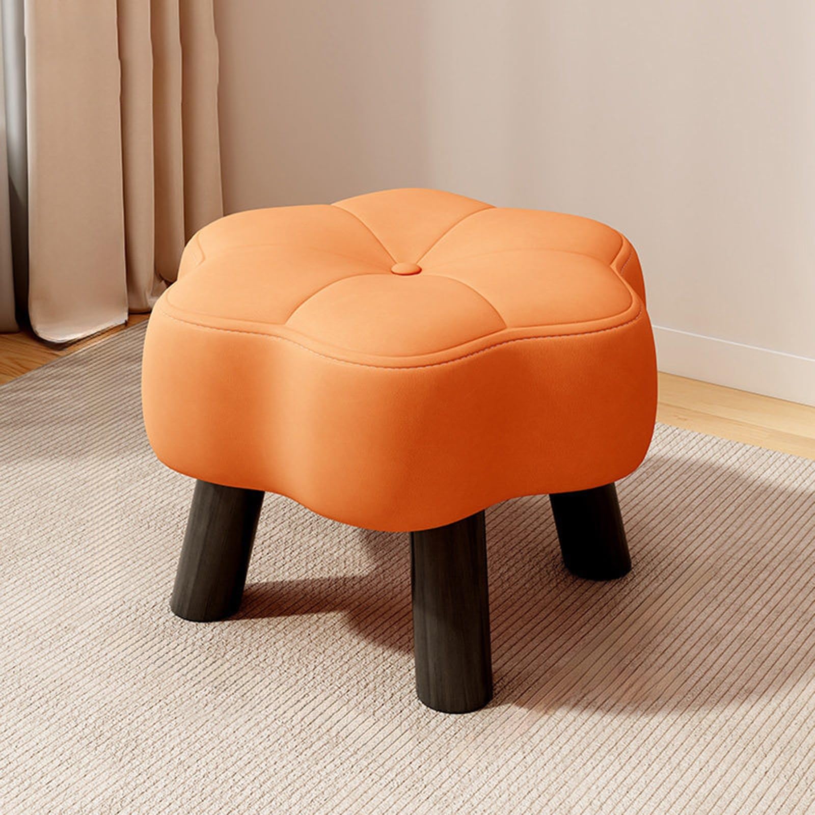 Banc ottoman motif floral orange meuble de bout de lit salon chambre à coucher d'entrée enfant