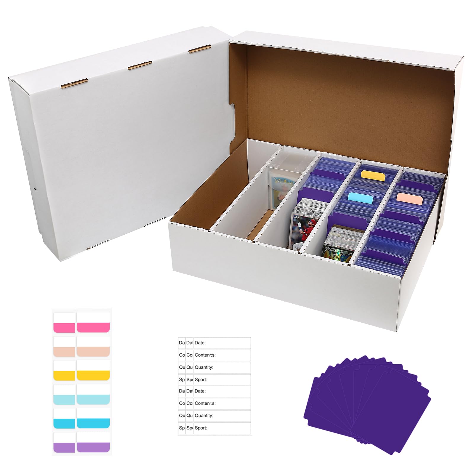 Amazon.com: EBOAUSI 5 Row Trading Card Storage Box Holds 3950-count,1 Pack  Cardboard Storage Box with Divider+index Label,Trading Card Dividers for  Tcg,Sports,Mtg Cards : Toys & Games