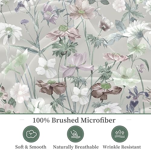 Miniatura 3 de HCORA Juego de sábanas bajeras y fundas de almohada Queen  Sábana bajera 100% microfibra cepillada con bolsillo profundo de hasta 16 pulgadas  Ultra