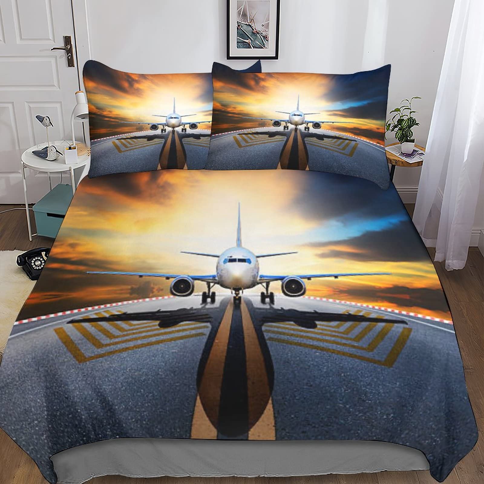 Housse de couette impression 3D aéronefs en microfibre de qualité supérieure King