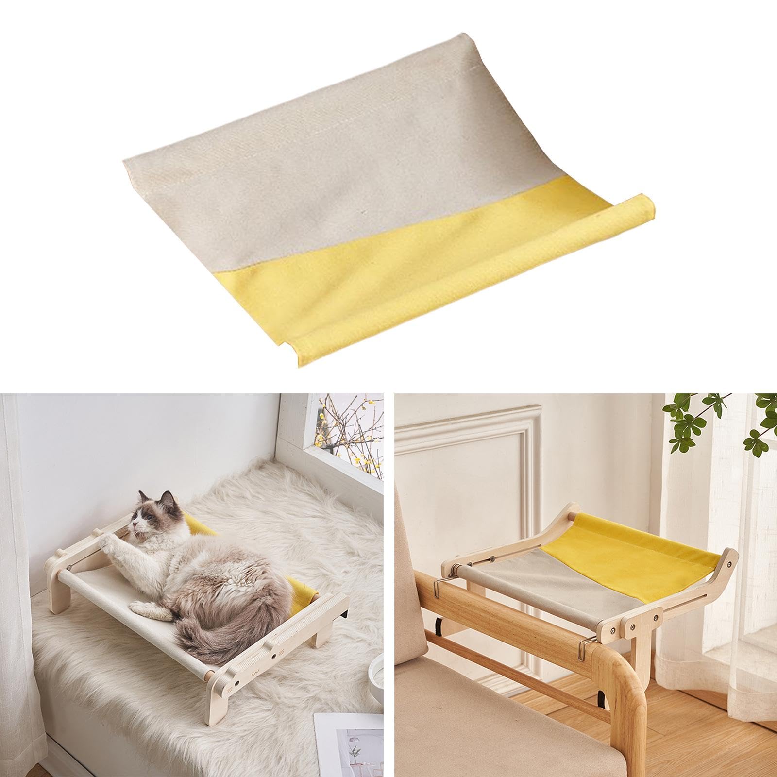 Cat Window Perch Replacement Cover Replacement Mat Mattress Comfortable Sleeping Rug Accessories for Furniture Pet Cot Lounge Chair Cage, Yellow