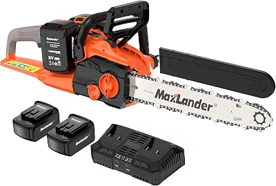 MAXLANDER 40V Cordless Brushless Chainsaw 16 Inch Electric Battery Powered with 4.0Ah Lithium Battery and Charger Quiet Auto-oiling Tool-less Tensioning