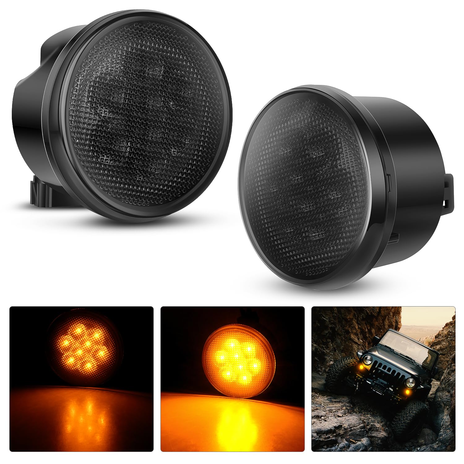 Nilight JK Front Turn Signals Light For 2007-2017 Wrangler JKU