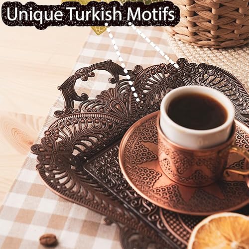 Miniatura 10 de Bandeja decorativa de té de café turco dorado, bandeja de decoración de mesa, bandeja de centro de mesa, bandeja de mesa de comedor, bandeja de