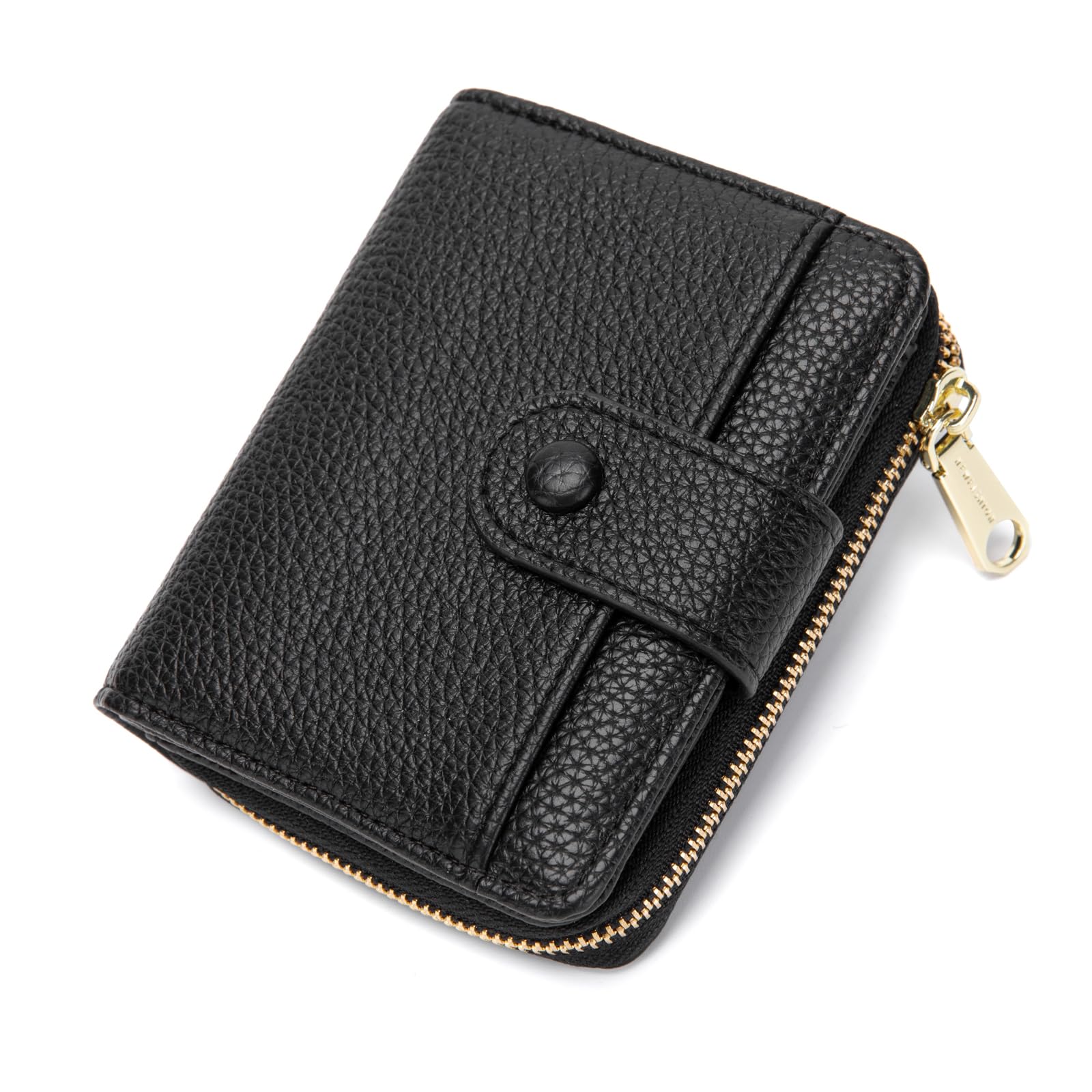 CHAOFANXI Geldbörse Damen, Weichem Leder Kleines Portemonnaie für Frauen, Kleiner Geldbeutel Damen Mit Zipper Münzfach Kartenfächer, Schwarz