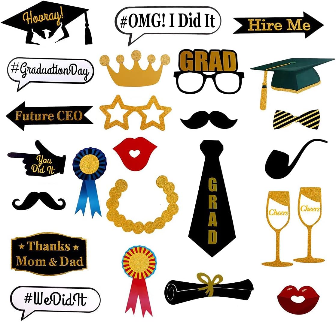 Yuccer Graduation Photo Props 2021 Selfie Props DIY Graduation Gifts Class Party Decorations Birthday Carnival Party Favors Supplies