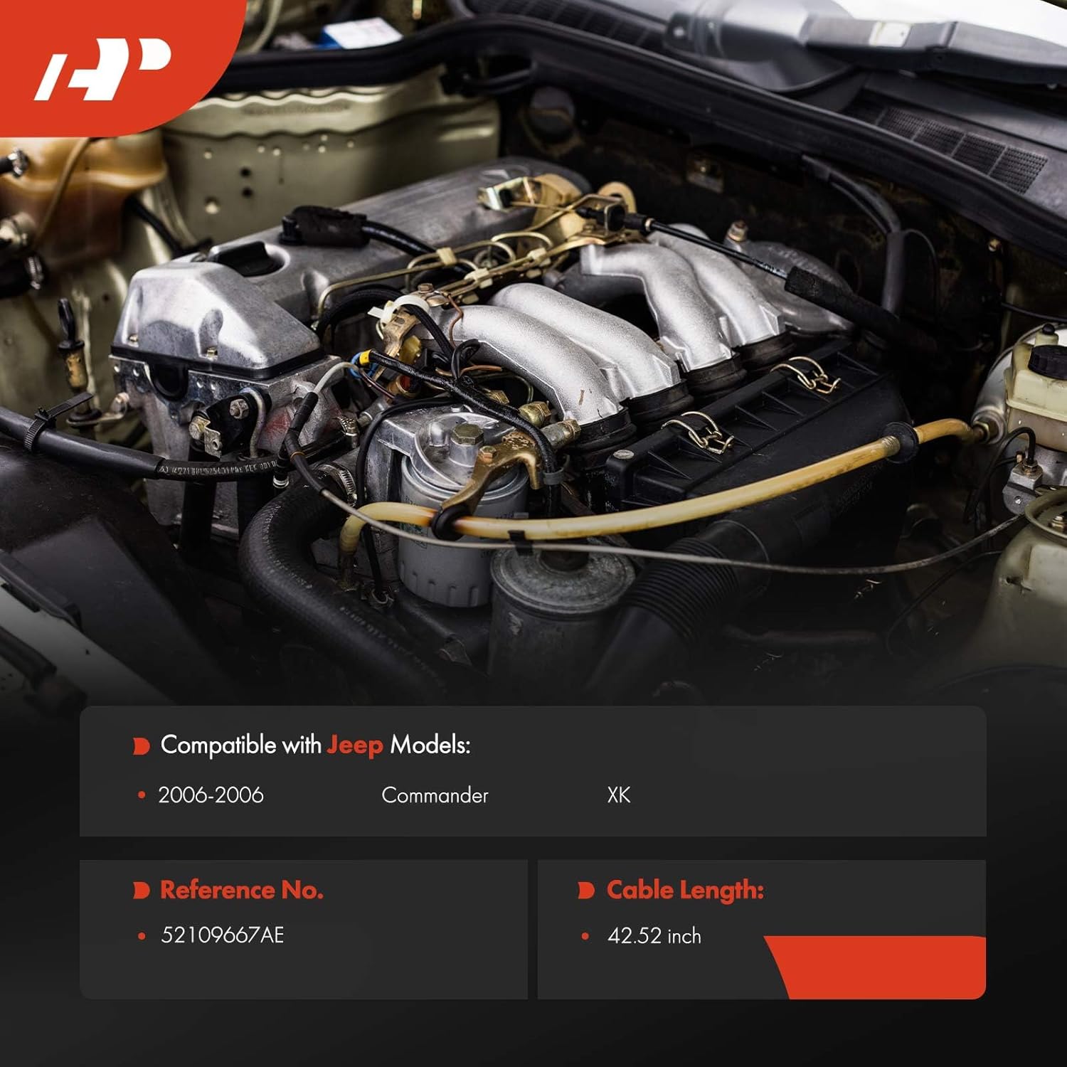 A-Premium 42.52 inch Automatic Transmission Shifter Cable Compatible with Jeep XK Series Commander 2006